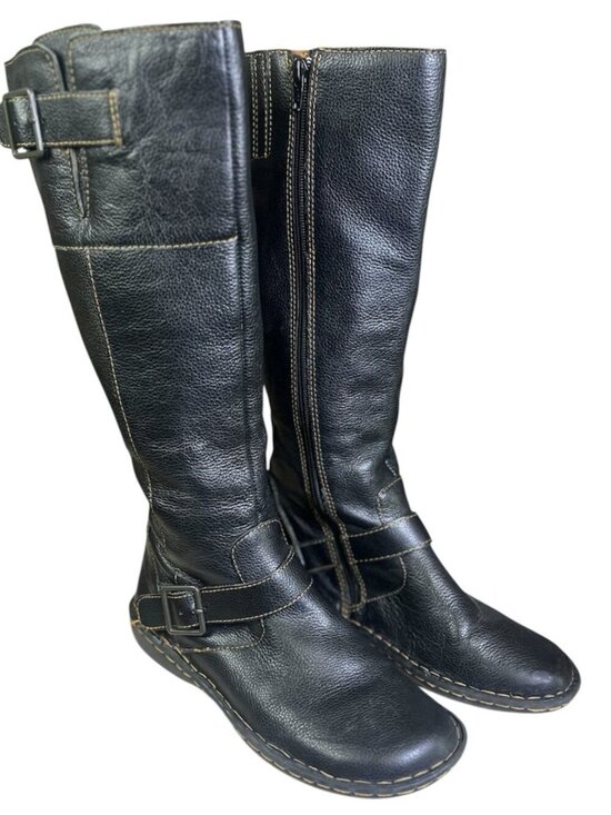 Cabela's Shoes - Cabelas 16” Leather Riding Boots Womens 8.5M Brown Pebbled Zip Buckle Over Calf